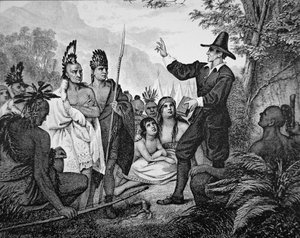 John Eliot (1604-90) (litho) av American School
