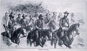John Hunt Morgans (1825–64) Raiders (litho) av American School