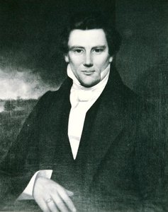 Joseph Smith (1805-44) profet grunnlegger av mormonreligionen i USA (litho) av American School