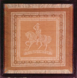 Tørkle som viser George Washington (1732-99) på hesteryggen, 1876 (silke og bomull) av American School