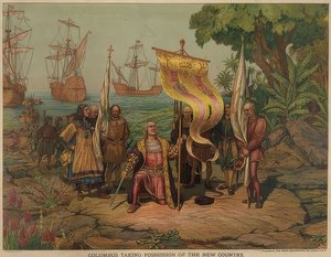 Columbus lander på øya San Salvador 12. oktober 1492. 1893 av American School