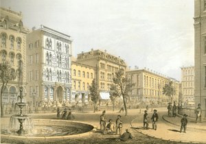 LaSalle Street fra Courthouse Square, fra Chicago Illustrated, med litterære beskrivelser av James W. Sheahan, utgitt av Jevne & Almini, Chicago, 1866-67 av American School