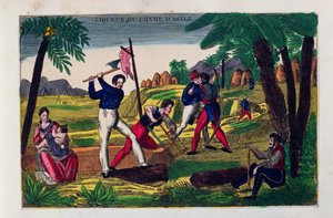 Etikett for Champ dAsile brennevin, ca. 1830 av American School