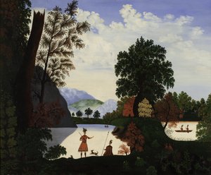 Landskap med indianere, 1880 av American School