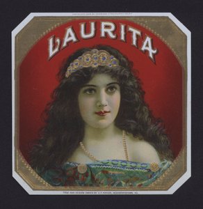 Laurita, sigaretikett (chromolitho) av American School