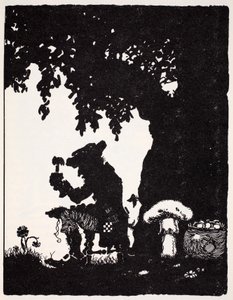 Leprechaun, fra The World Guide to Gnomes, Fairies, Alves and Other Little People av Thomas Keightley (1789-1872) Publisert 1880, (BW Engraving) av American School