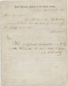 Brev fra Abraham Lincoln til general Ulysses S. Grant, 7. april 1865 av American School