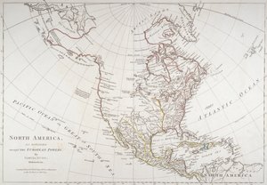 Kart som viser Nord-Amerika som delt av de europeiske maktene, 1774