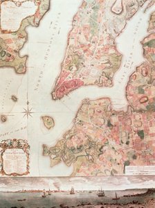 Kart over New York i 1766-67 (akvarell på papir) av American School