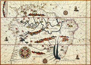 Kart over Sør-Amerika i 1582 av American School