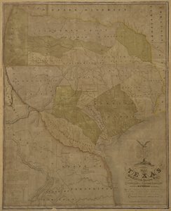 Kart over Texas med deler av de tilstøtende statene av American School