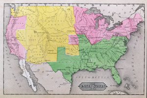 Kart over USA i 1861, fra 