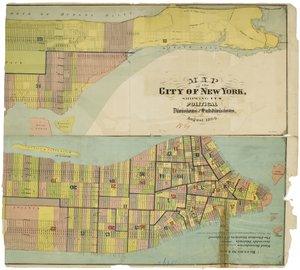 Kart over byen New York, som viser dens politiske inndelinger og underavdelinger av American School