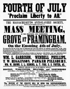 Massachusetts Anti-Slavery Society-plakat som proklamerer frihet til alle på uavhengighetsdagen, 1859 (trykk)