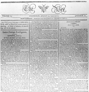 Masthead of The Bee, trykt 23. august 1797 (trykk) av American School
