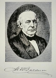 Matthias William Baldwin (1795-1866) grunnlegger av Baldwin Locomotive Works i 1831 (litho) av American School