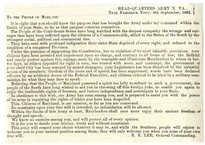 Melding til folket i Maryland for å støtte konføderasjonen, 8. september 1862 av American School