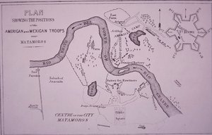 Meksikansk-amerikansk krig (1846-48), kart over amerikanske tropper nær Rio Grande og Matamoros av American School