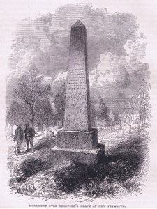 Monument over Bradfords grav i New Plymouth 1641, illustrasjon fra Cassell