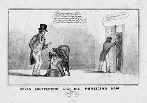 Mr. van Shuffleton og hans lege Sam, ca. 1836 av American School