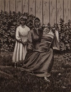 Niagara Falls: Indisk familie (litho) av American School