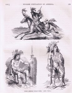 Nordamerikanske indianertyper (1640-tallet), illustrasjon fra Cassells History of the United States pub. av Petter & Galpin ca. 1890 av American School