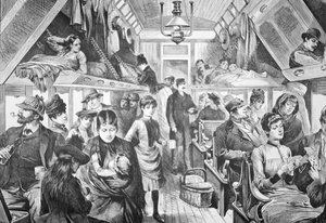 Åpen Coach of American Train (gravering) av American School