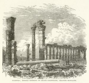 Palmyra; midtre kryssing av Grand Colonnade; Granitt monolitt av American School
