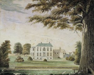 Park House, England: Hjemmet til Richard Flower, far til George Flower (akvarell på papir montert om bord) av American School