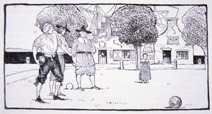 Spille boller i New Amsterdam på 1600-tallet (litho) av American School
