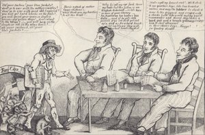 Politisk tegneserie på kvelden før krigen i 1812, ca. 1812 (litho) av American School