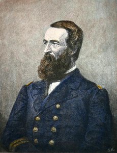 Portrett av David Dixon Porter (1813-91), admiral i den føderale marinen (farge litho) av American School