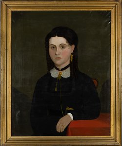 Portrett av Elizabeth Laverton Winn (f. 1833) 1853–60 (olje på lerret) (se 199361 for par) av American School