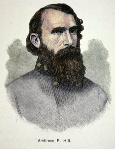 Portrett av general Ambrose P. Hill (litho-farge) av American School