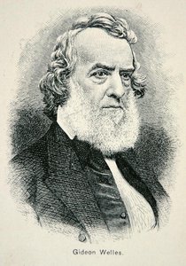 Portrett av Gideon Welles (1802–78), sekretær for den amerikanske marinen under krigen og gjenoppbyggingen (litho) av American School