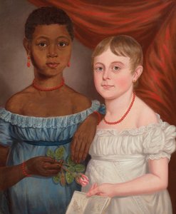 Portrett av to jenter, tidlig på 1800-tallet (olje på lerret) av American School