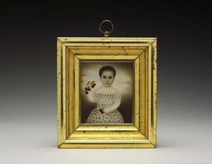 Portrait of a Young Girl, ca. 1846 (akvarell på elfenben, tre og glass) av American School