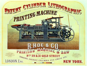 Plakatreklame Patent Cylinder Lithographic Printing Machine, R. Hoe & Co., London og New York