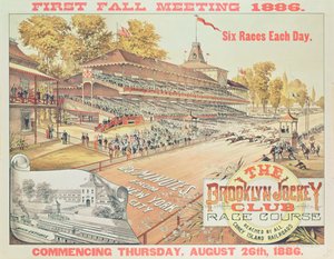 Plakat som reklamerer for Brooklyn Jockey Club Race Course, 1886