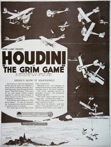 Plakatreklame for «The Grim Game» med Houdini i hovedrollen av American School