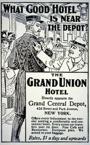 Plakat som reklamerer for "Grand Union Hotel", New York City (litho) av American School