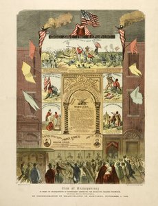Plakat som feirer «Emancipation in Maryland, 1. november av American School