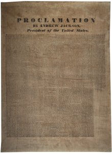 Proklamasjon av Andrew Jackson (1767-1845), USAs president, 10. desember 1832