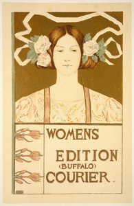 Reproduksjon av en plakat som reklamerer for Womens-utgaven Buffalo Courier av American School