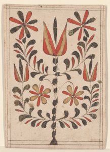Reward of Merit (Belohnung), Fraktur Painting (penn og blekk med wc på papir) av American School
