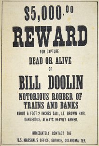 Belønningsplakat for Bill Doolin (1858-96) (litho) av American School
