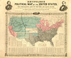 Reynoldss politiske kart over USA, ca. 1850 av American School