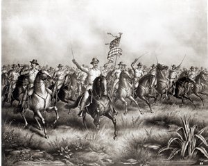 Rough Riders: Oberst Theodore Roosevelt, amerikansk sjef ved San Juan Hill, Santiago, Cuba, 1898 av American School