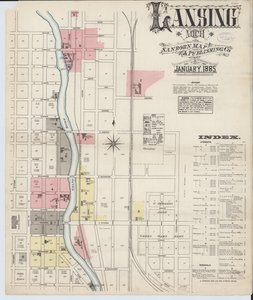 Sanborn brannforsikringskart fra Lansing, Ingham County, Michigan av American School