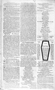 Andre side av Boston Evening Post som kunngjør døden til kong George II (1683-1760), 5. januar 1761 (trykk) av American School